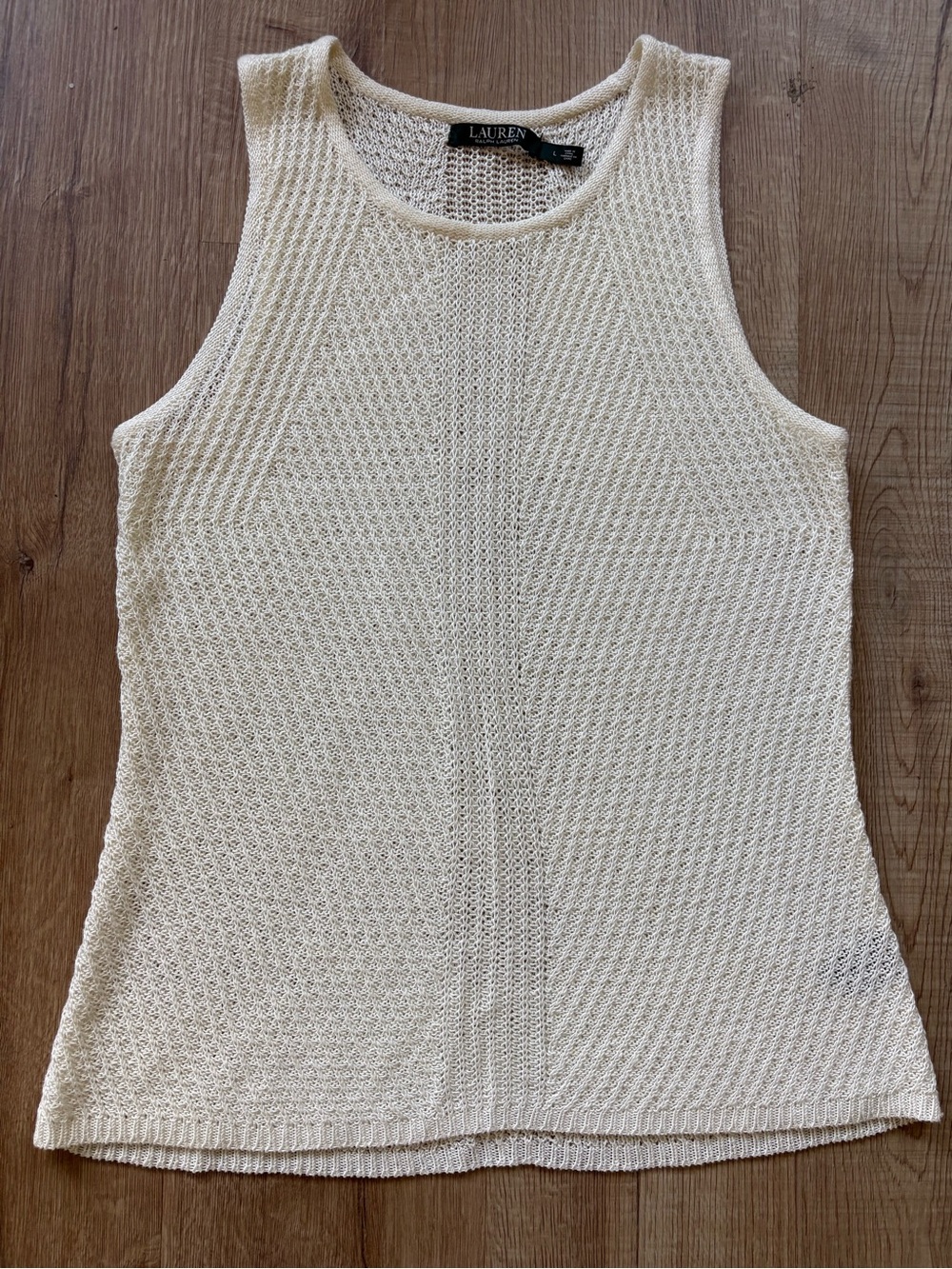 Lauren Ralph Lauren Linen Blend Cream Knit Tank Top Sz Large